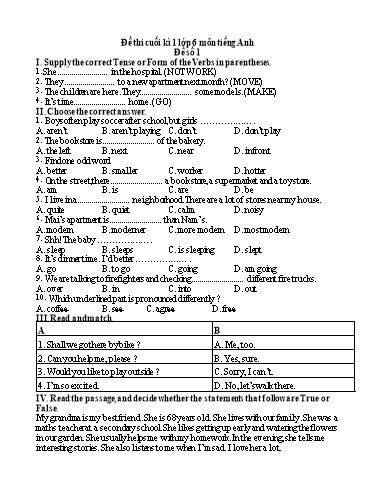 16 Đề thi cuối học kì 1 Tiếng Anh Lớp 6 Global Success (Có đáp án) 16 Đề thi cuối học kì 1 Tiếng Anh Lớp 6 Global Success (Có đáp án)