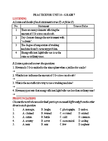 Bài tập 4 kỹ năng Tiếng Anh Lớp 7 Global Success - Unit 10 - Năm học 2022-2023