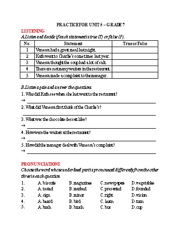 Bài tập 4 kỹ năng Tiếng Anh Lớp 7 Global Success - Unit 5 - Năm học 2022-2023 Bài tập 4 kỹ năng Tiếng Anh Lớp 7 Global Success - Unit 5 - Năm học 2022-2023