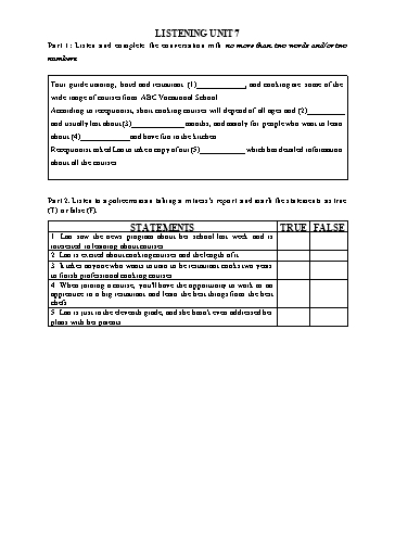 Bài tập bổ trợ Listening Tiếng Anh Lớp 11 Global Success - Unit 7: Education options for school leavers (Có file nghe và đáp án)