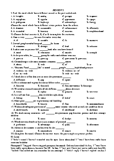 Bài tập bổ trợ Tiếng Anh Lớp 11 Global Success - Review 1: Unit 1+2+3 (Có đáp án)