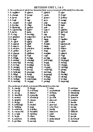 Bài tập bổ trợ Tiếng Anh Lớp 11 Global Success - Review Unit 1+2+3 (Kèm đáp án)