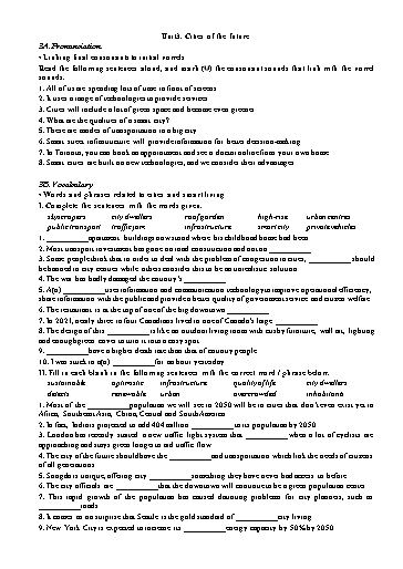 Bài tập bổ trợ Tiếng Anh Lớp 11 Global Success - Unit 3: Cities of the future (Có đáp án)