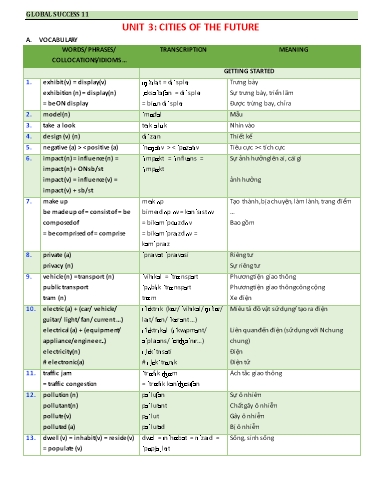 Bài tập bổ trợ Tiếng Anh Lớp 11 Global Success - Unit 3: Cities of the future (Có file nghe và đáp án)