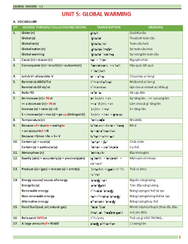 Bài tập bổ trợ Tiếng Anh Lớp 11 Global Success - Unit 5: Global warming (Có file nghe)