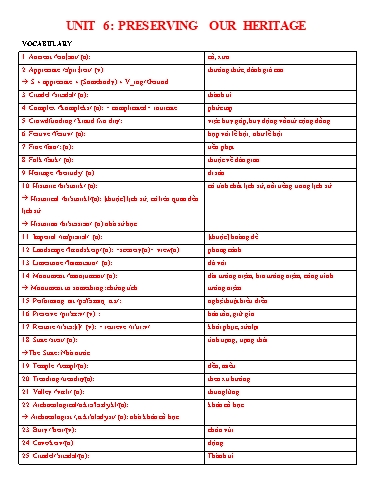 Bài tập bổ trợ Tiếng Anh Lớp 11 Global Success - Unit 6: Preserving our heritage (Có đáp án)