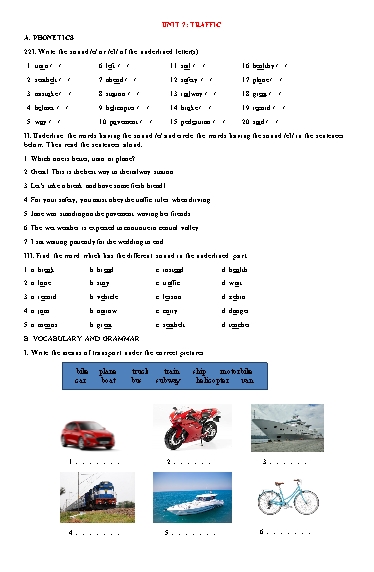 Bài tập bổ trợ Tiếng Anh Lớp 7 Global Success - Chương trình học kì 2 (Có đáp án)