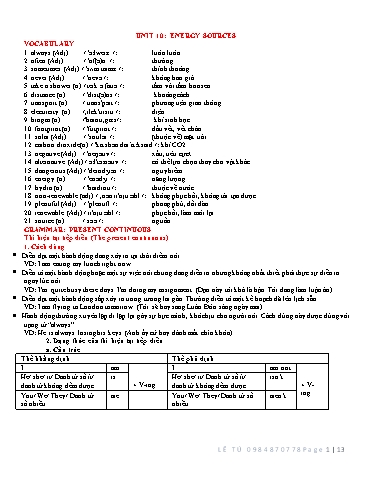 Bài tập bổ trợ Tiếng Anh Lớp 7 Global Success - Unit 10: Energy sources (Có file nghe và đáp án)