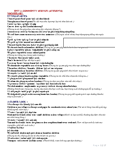 Bài tập bổ trợ Tiếng Anh Lớp 7 Global Success - Unit 3: Community service (Có file nghe và đáp án)