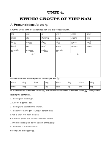 Bài tập bổ trợ Tiếng Anh Lớp 8 Global Success - Unit 4: Ethnic groups of Vietnam (Kèm đáp án)