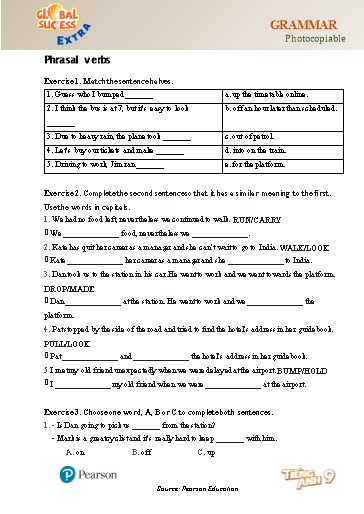 Bài tập bổ trợ Tiếng Anh Lớp 9 Global Success - Unit 1 - Phần: Grammar (Có đáp án)