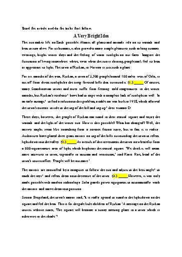 Bài tập bổ trợ Tiếng Anh Lớp 9 Global Success - Unit 10 - Phần: Reading (Có đáp án)