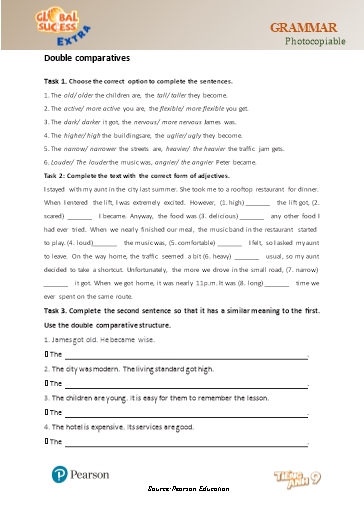 Bài tập bổ trợ Tiếng Anh Lớp 9 Global Success - Unit 2 - Phần: Grammar (Có đáp án)