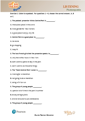 Bài tập bổ trợ Tiếng Anh Lớp 9 Global Success - Unit 2 - Phần: Listening (Có file nghe và đáp án)