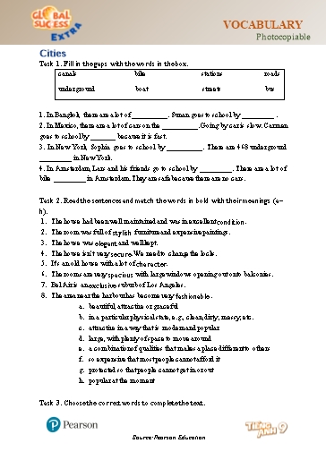Bài tập bổ trợ Tiếng Anh Lớp 9 Global Success - Unit 2 - Phần: Vocabulary (Có đáp án)