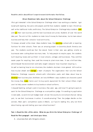 Bài tập bổ trợ Tiếng Anh Lớp 9 Global Success - Unit 5 - Phần: Reading (Có đáp án)