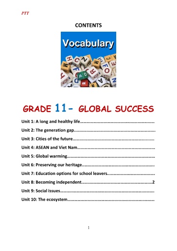 Bài tập bổ trợ từ vựng Tiếng Anh Lớp 11 Global Success - Unit 8: Becoming independent