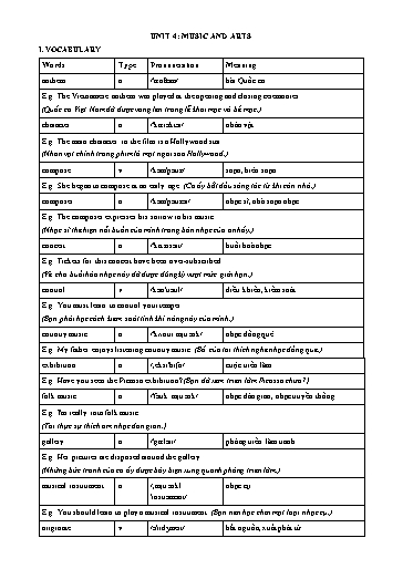 Bài tập chuyên sâu Tiếng Anh Lớp 7 Global Success - Unit 4: Music and arts (Có đáp án) Bài tập chuyên sâu Tiếng Anh Lớp 7 Global Success - Unit 4: Music and arts (Có đáp án)