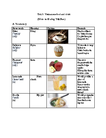 Bài tập chuyên sâu về ngữ pháp Tiếng Anh Lớp 7 Global Success - Unit 5: Vietnamese food and drink (Có đáp án)