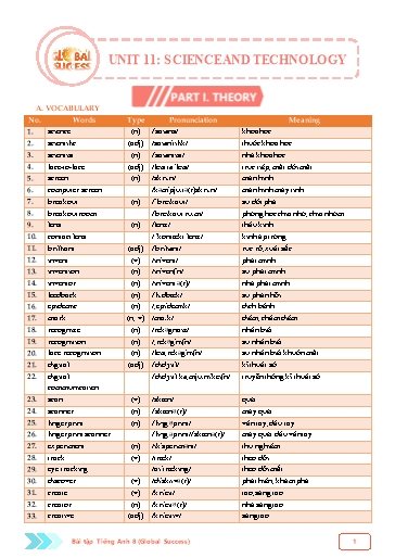 Bài tập củng cố Tiếng Anh Lớp 8 Global Success - Unit 11: Science and technology (Có file nghe và đáp án)