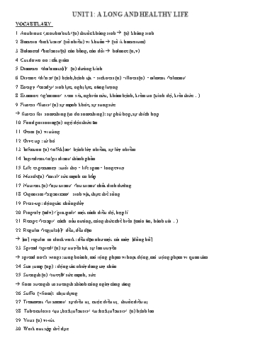 Bài tập nâng cao môn Tiếng Anh Lớp 11 Global Success - Unit 1: A long and healthy life