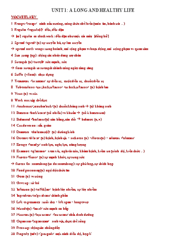 Bài tập nâng cao Tiếng Anh Lớp 11 Global Success - Unit 1: A long and healthy life (Có đáp án)