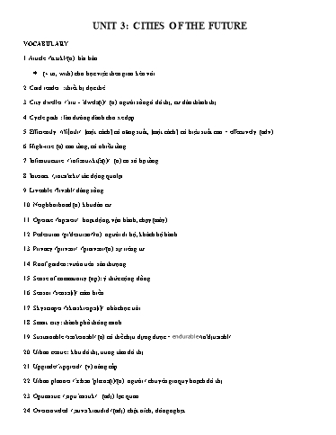 Bài tập nâng cao Tiếng Anh Lớp 11 Global Success - Unit 3: Cities of the future (Có đáp án)