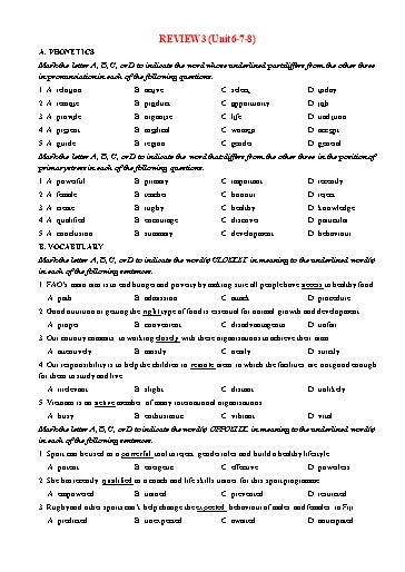 Bài tập Tiếng Anh Lớp 10 Global Success - Review 3: Unit 6+7+8 (Có đáp án)
