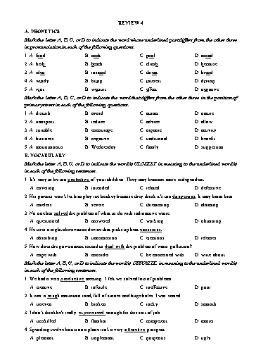 Bài tập Tiếng Anh Lớp 10 Global Success - Review 3: Unit 9+10 (Có đáp án)