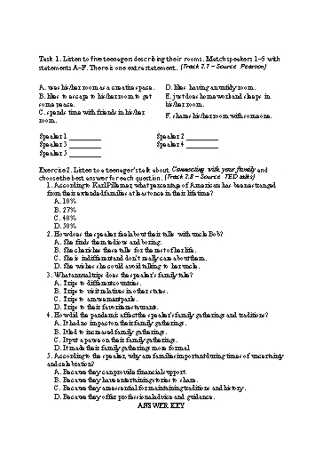 Bài tập Tiếng Anh Lớp 10 Global Success - Unit 1 - Listening (Có đáp án)