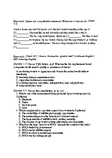 Bài tập Tiếng Anh Lớp 10 Global Success - Unit 10 - Listening (Có đáp án)