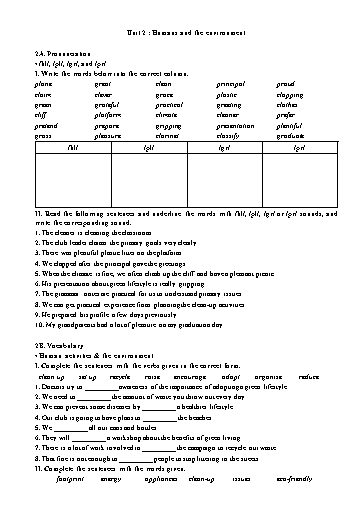 Bài tập Tiếng Anh Lớp 10 Global Success - Unit 2: Humans and the environment Bài tập Tiếng Anh Lớp 10 Global Success - Unit 2: Humans and the environment