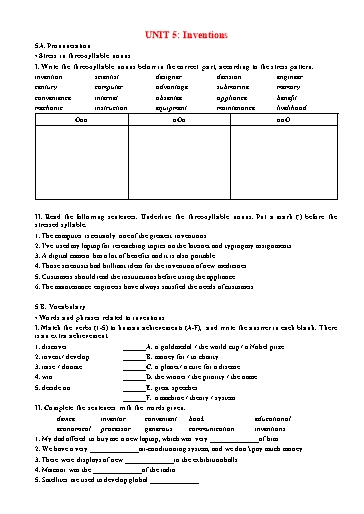 Bài tập Tiếng Anh Lớp 10 Global Success - Unit 5: Inventions Bài tập Tiếng Anh Lớp 10 Global Success - Unit 5: Inventions