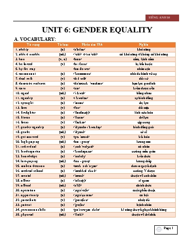 Bài tập Tiếng Anh Lớp 10 Global Success - Unit 6: Gender equality (Có file nghe) Bài tập Tiếng Anh Lớp 10 Global Success - Unit 6: Gender equality (Có file nghe)