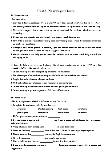 Bài tập Tiếng Anh Lớp 10 Global Success - Unit 8: New ways to learn