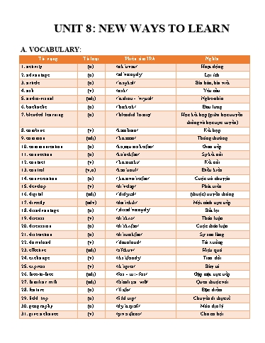 Bài tập Tiếng Anh Lớp 10 Global Success - Unit 8: New ways to learn (Có file nghe)