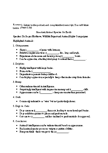 Bài tập Tiếng Anh Lớp 11 Global Success - Unit 10 - Phần: Listening (Có đáp án)