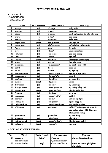Bài tập Tiếng Anh Lớp 11 Global Success - Unit 2: The generation gap (Có file nghe và đáp án)