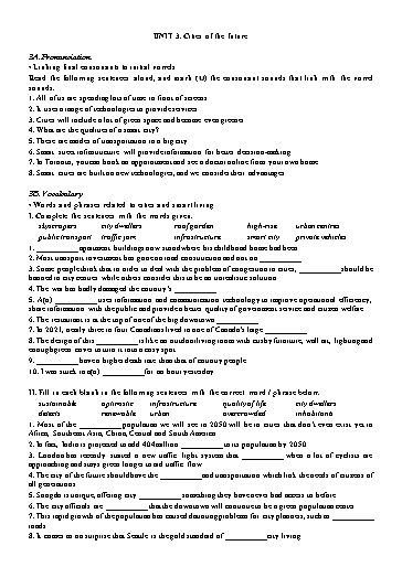 Bài tập Tiếng Anh Lớp 11 Global Success - Unit 3: Cities of the future (Có đáp án)