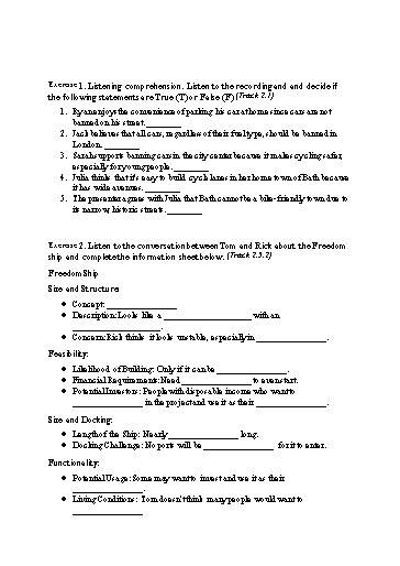 Bài tập Tiếng Anh Lớp 11 Global Success - Unit 3 - Phần: Listening (Có đáp án)