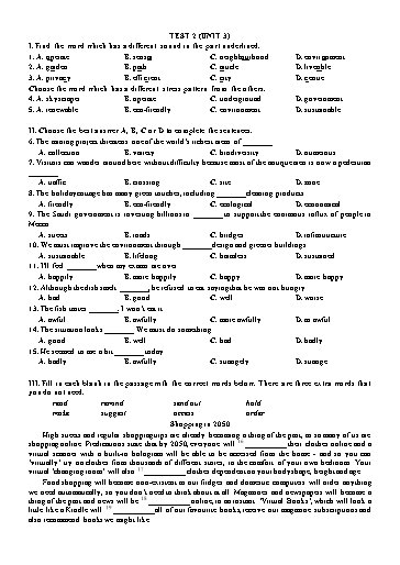 Bài tập Tiếng Anh Lớp 11 Global Success - Unit 3: Test 2 (Có đáp án)