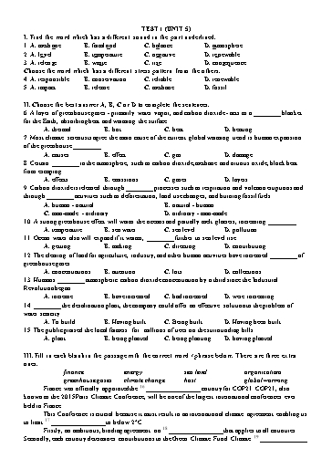 Bài tập Tiếng Anh Lớp 11 Global Success - Unit 5: Test 1 (Có đáp án)