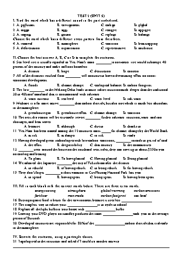 Bài tập Tiếng Anh Lớp 11 Global Success - Unit 5: Test 2 (Có đáp án)