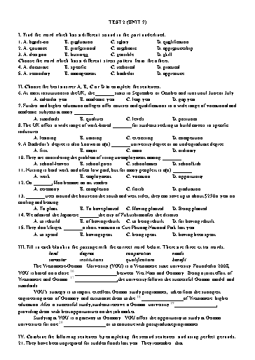 Bài tập Tiếng Anh Lớp 11 Global Success - Unit 7: Test 2 (Có đáp án)