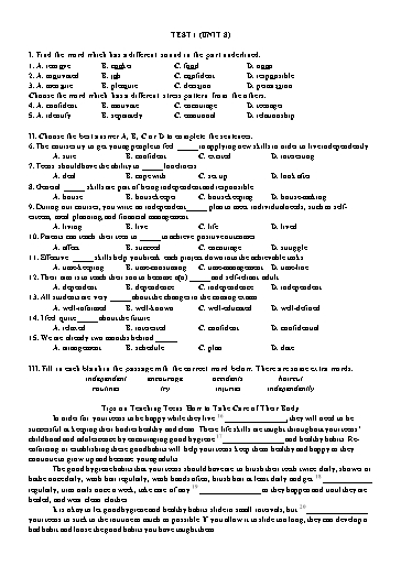 Bài tập Tiếng Anh Lớp 11 Global Success - Unit 8: Test 1 (Có đáp án)
