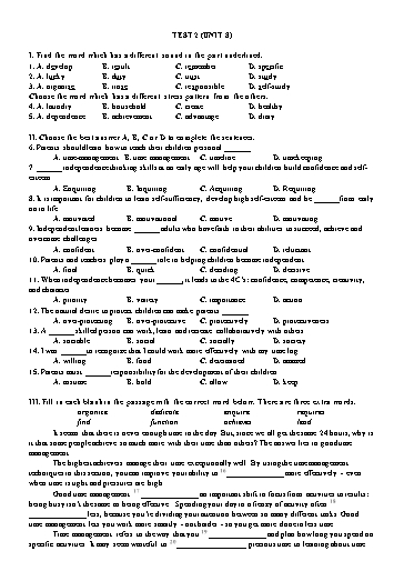 Bài tập Tiếng Anh Lớp 11 Global Success - Unit 8: Test 2 (Có đáp án)