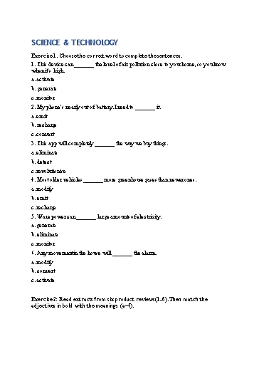 Bài tập Tiếng Anh Lớp 12 Global Success Extra - Unit 6 - Phần: Vocabulary (Có đáp án)