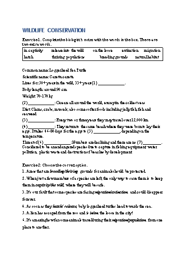 Bài tập Tiếng Anh Lớp 12 Global Success Extra - Unit 8 - Phần: Vocabulary (Có đáp án)