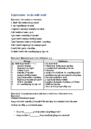 Bài tập Tiếng Anh Lớp 12 Global Success Extra - Unit 9 - Phần: Vocabulary (Có đáp án)