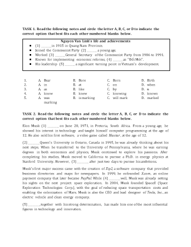 Bài tập Tiếng Anh Lớp 12 Global Success - Test 1 (Có đáp án)